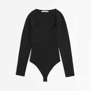 Abercrombie and Fitch || Long Sleeve Sweetheart Sweater Bodysuit Ribbed Black M